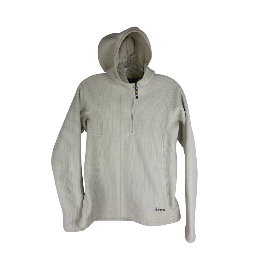 Sherpa Adventure Gear Womens Hoodie Small 1/4 Zip Cream Fleece Outdoor Nepal